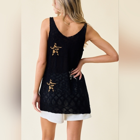 #489 SALE 🛑25 S,M,L Boho Chic Star Animal Print Sweater Tank - Picture 5 of 6